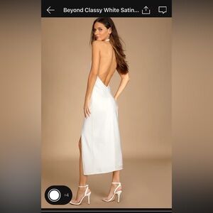 Lulu’s Beyond Classy White Satin Halter Midi Dress NWT